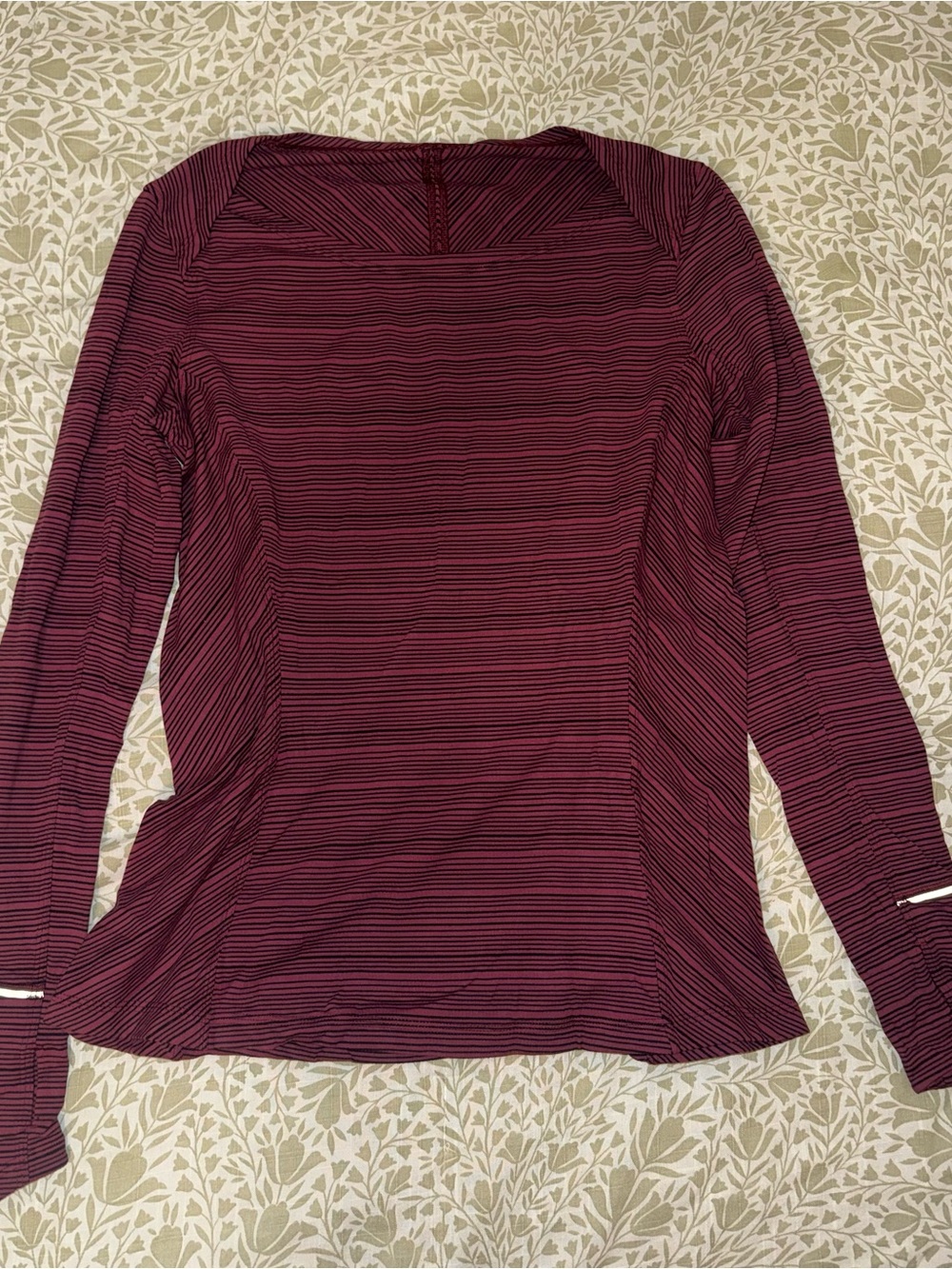lululemon athletica Women's Long-Sleeve Striped Top - Wine with Black Stripes